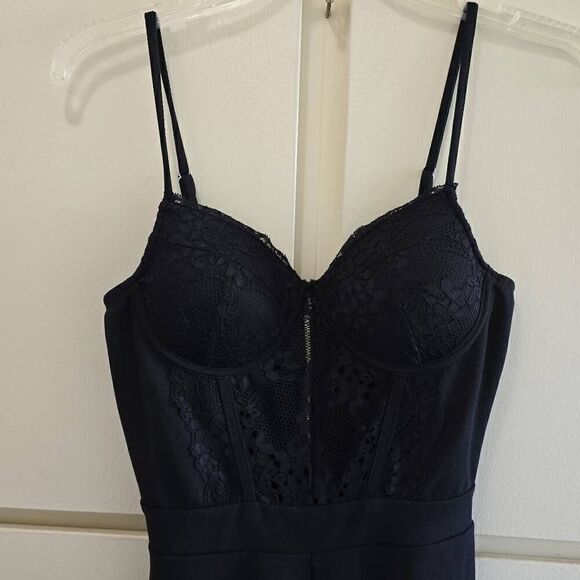 Iris black jumpsuit, lace bodice, nwot, s - Picture 2 of 7